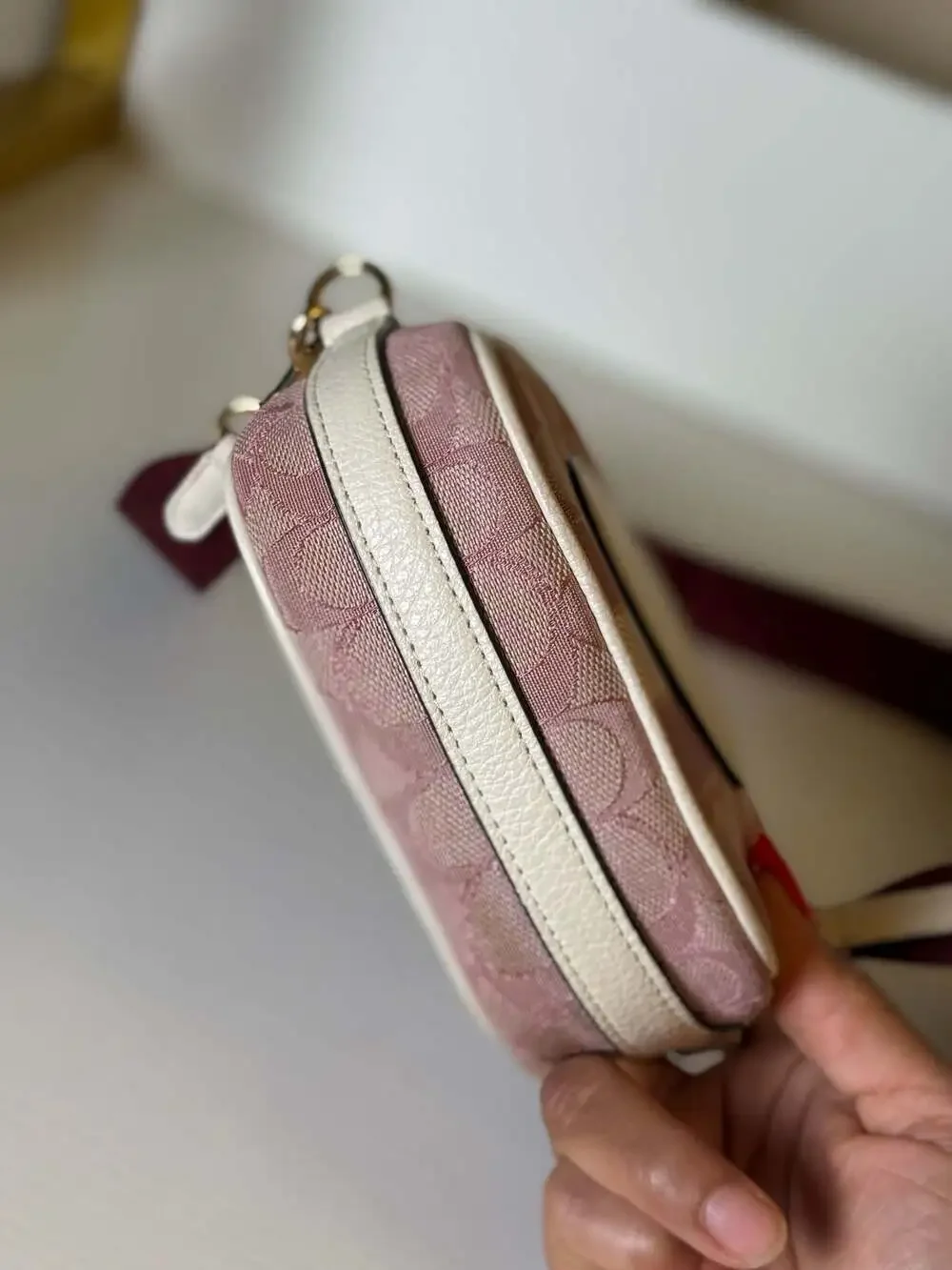 Coach Mini Dempsey Camera Bag In Signature Jacquard With Stripe C7976